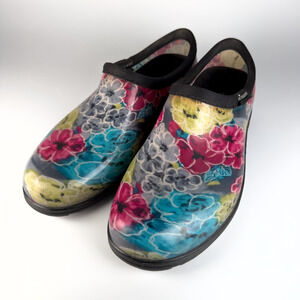 Sloggers Rainbow Floral Garden Waterproof Slip Ons Botanical Women's Size 8